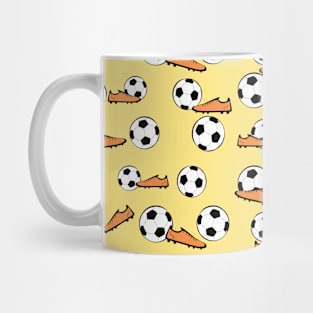 Football / Soccer - Balls & Boots Seamless Pattern on Yellow Background Mug